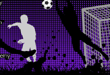 purple with black and white soccer ball