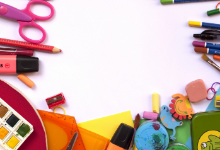 Various School Supplies scattered across the table