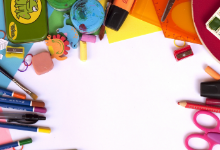 Various School Supplies scattered across the table