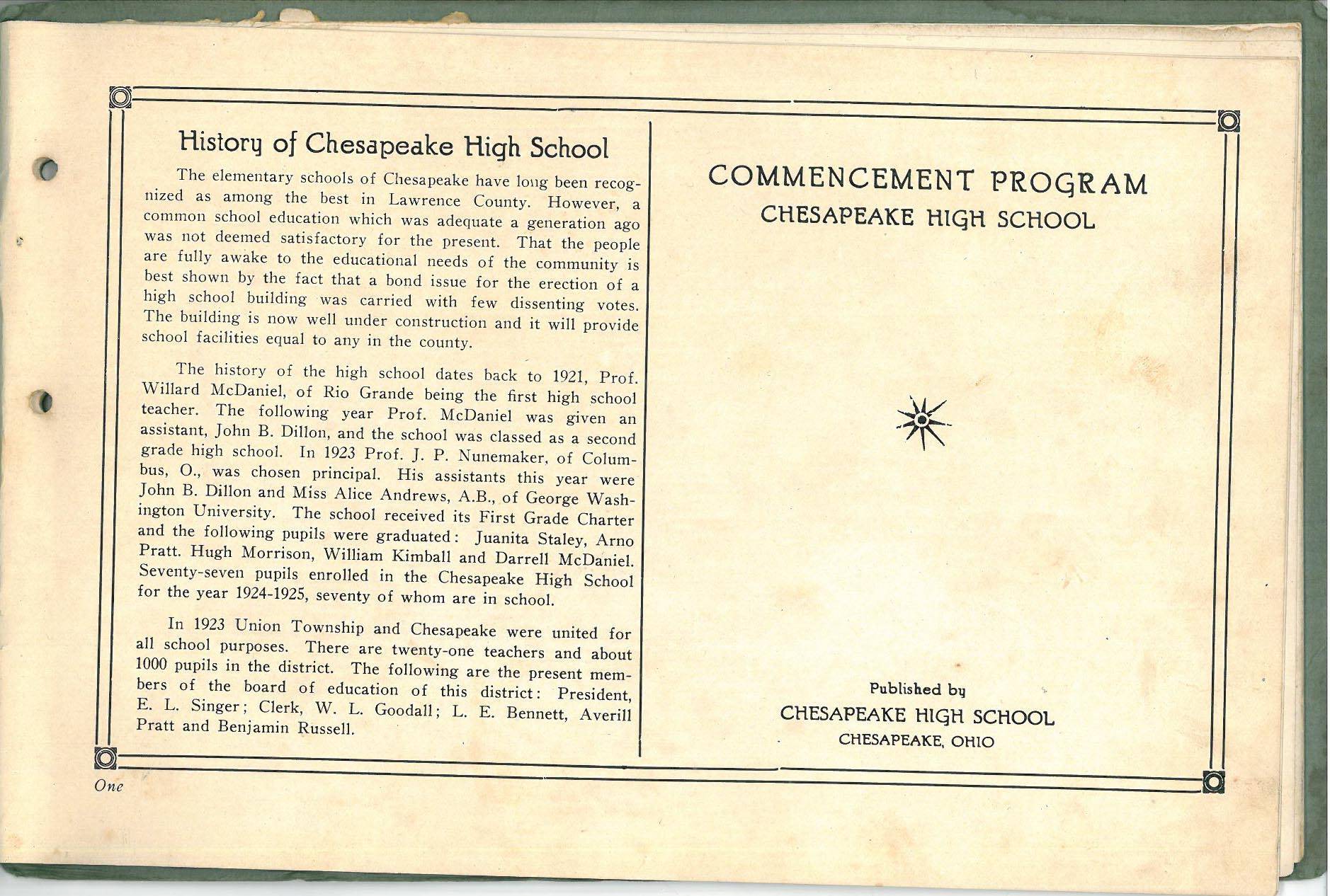 1925 Chesapeake High School Review Yearbook