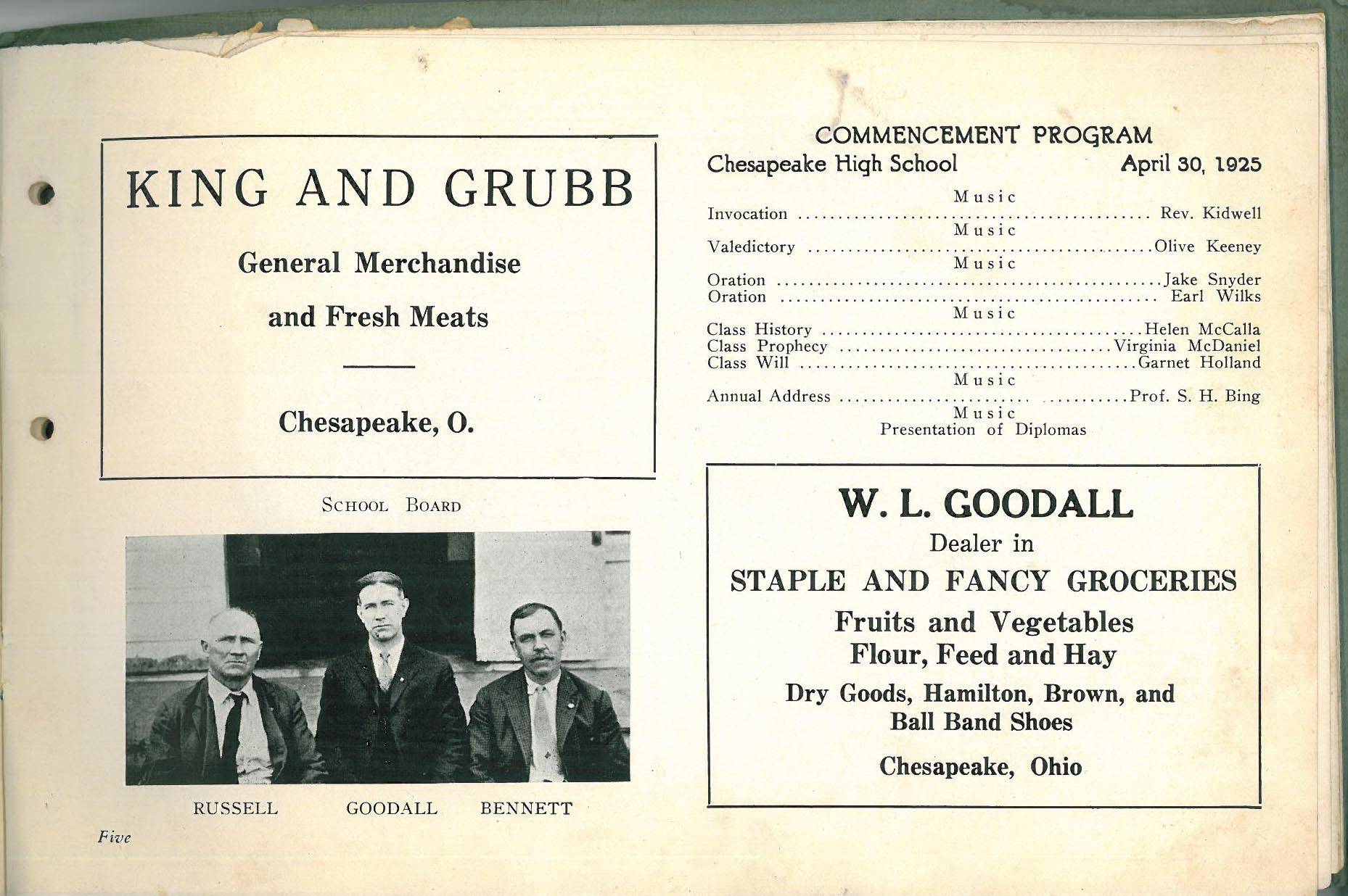 1925 Chesapeake High School Review Yearbook